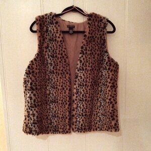 New Directions Animal Print Faux Fur Vest -- Size L